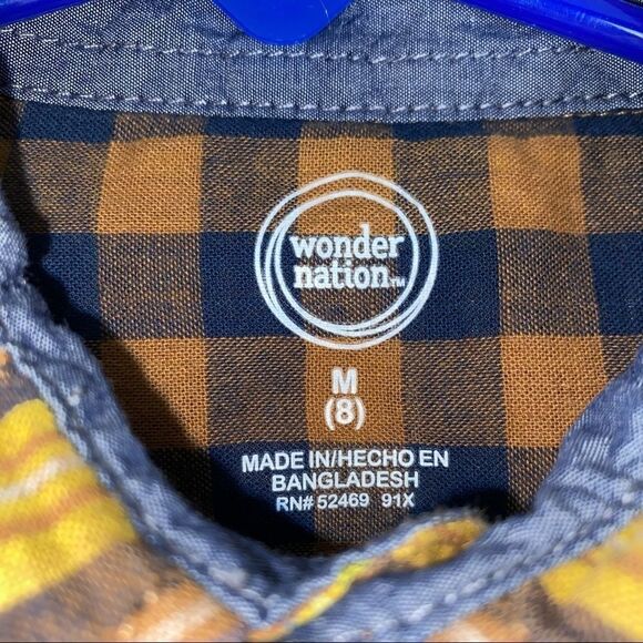 Wonder nation button down plaid flannel shirt boys size Medium 8 - Picture 4 of 5